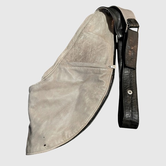 Sash Bag Genuine Leather Crossbody Sling Purse Reversible Gray Black Wallet - Picture 9 of 12